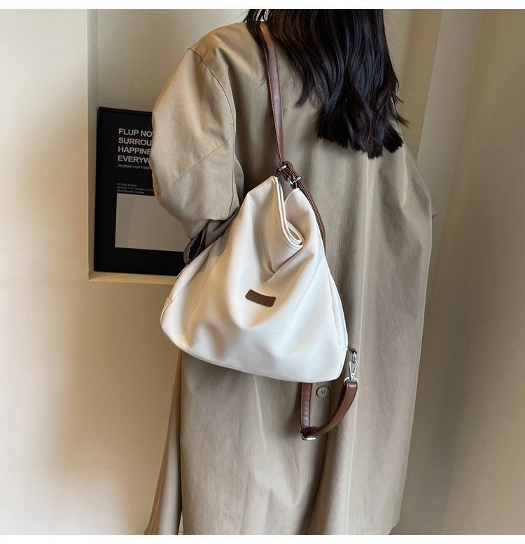 Female 2025 New Spring Large Capacity Backpack Commuter Single Shoulder Underarm Tote Bag Student Class Nylon Cloth Bag