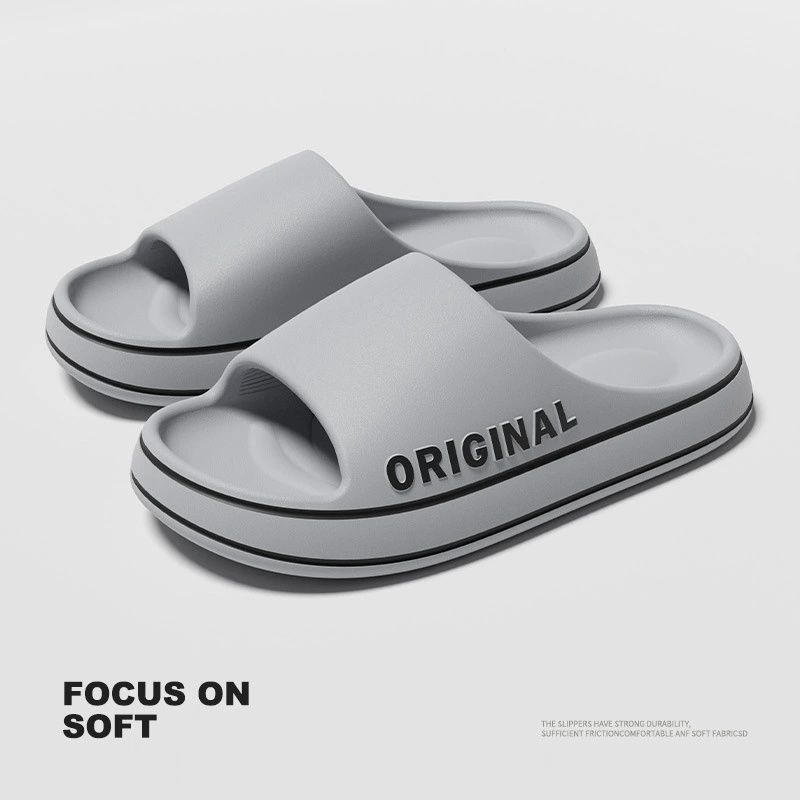 Women Letter Slippers Beach Slides Solid Color Mens Thick Sole Indoor Bathroom Anti Slip Shoes Summer Couple Sandals