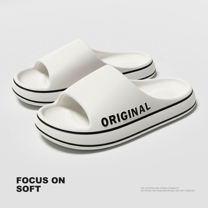 Women Letter Slippers Beach Slides Solid Color Mens Thick Sole Indoor Bathroom Anti Slip Shoes Summer Couple Sandals
