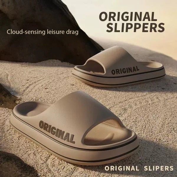Women Letter Slippers Beach Slides Solid Color Mens Thick Sole Indoor Bathroom Anti Slip Shoes Summer Couple Sandals