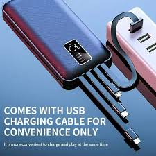 20000mAh High Capacity PowerBank, 2.1A intelligent fast charging, compatible with 99% of electronic device, Using lithium polymer batteries, safe to carry and light weight.