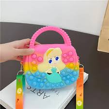 Pop Purse It, Pop Bag for Girls Crossbody, Large Shoulder Handbag, Messenger Bag with Strap Minnie, Gifts for Kids (Rainbow 1pc)