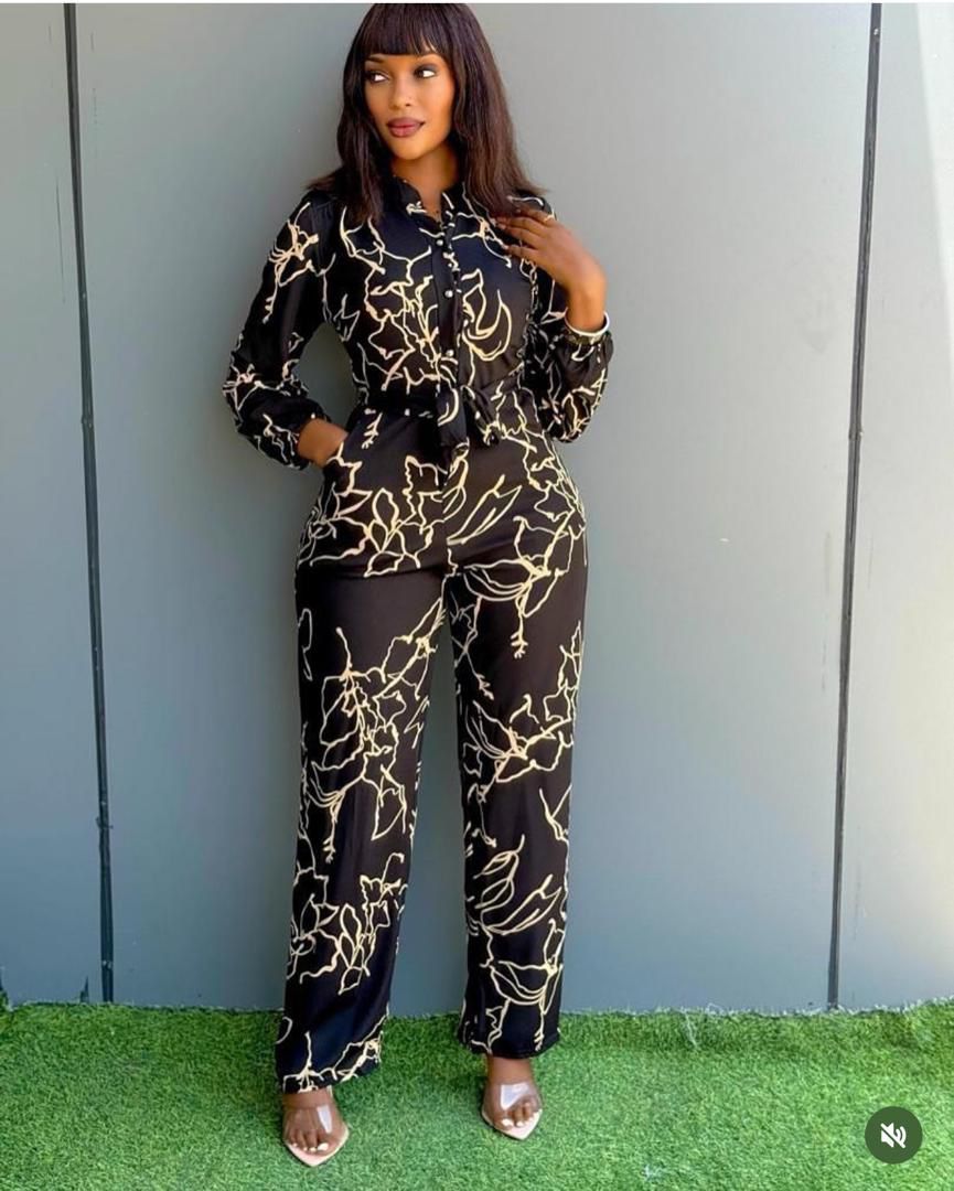 M&amp;J  High-Waisted V-Neck Casual Jumpsuits Office Lady Wide Leg Pants Women Rompers