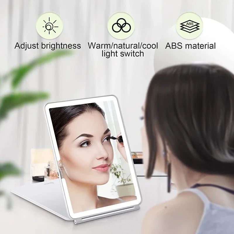 LED Makeup Mirror 10x Magnifying Mirror Portable Foldable Travel Desk Vanity Table Bath Bedroom Mirrors Makeup Tools