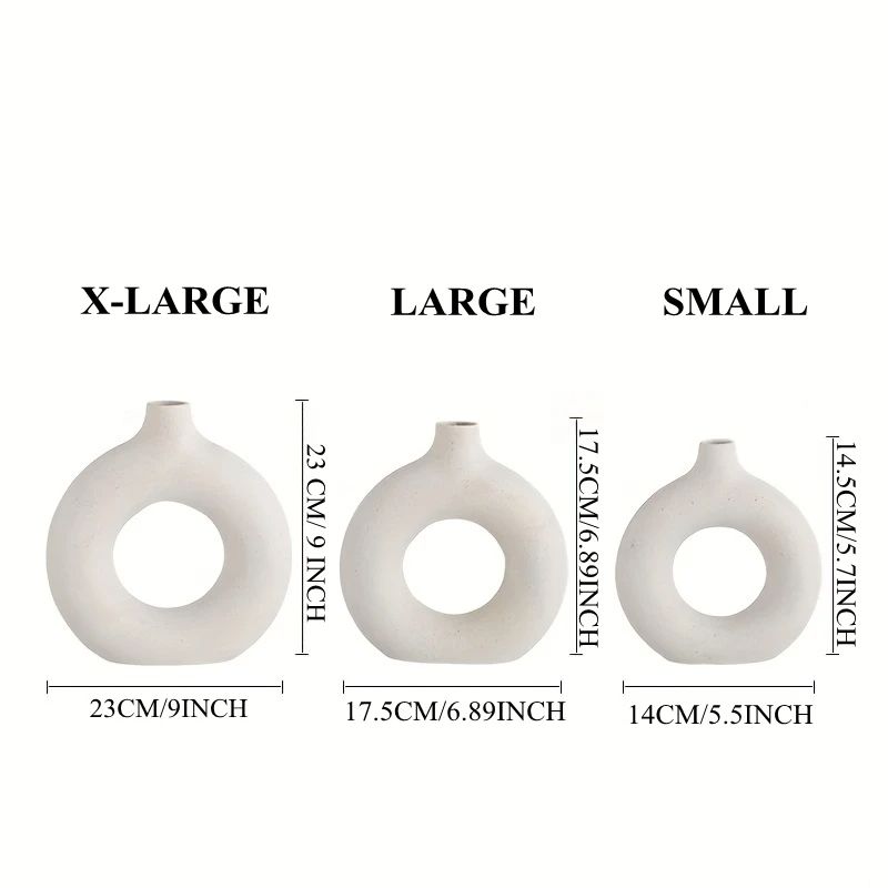 2 pcs Minimalist Nordic Boho Style Vase for Home Decor, Weddings, and Parties - Matte Finish with Hollow Round Design