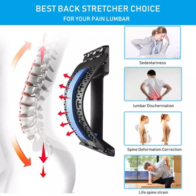 Back Stretching Device,Back Massager for Bed & Chair & Car,Multi-Level Lumbar Support Stretcher Spinal, Lower and Upper Muscle Pain Relief