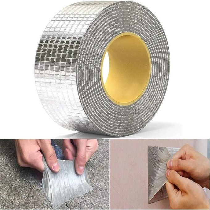 Leakage Repair Waterproof Duct Tape for Pipe & Roof Water Heavy Duty Leaks Solution Aluminum Foil Butyl Rubber Adhesive Sealing for Surface Cracks-5cm by 5m