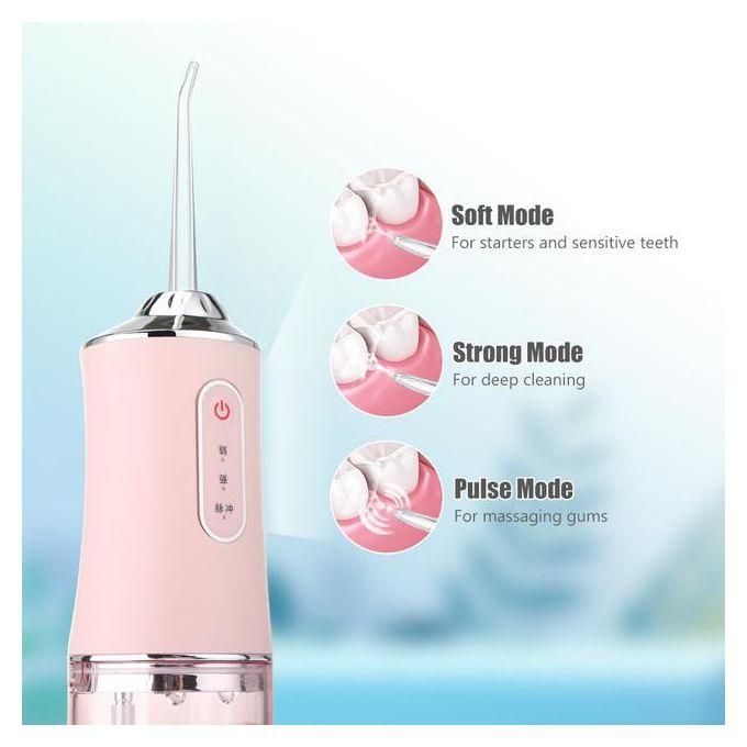 Portable Oral Irrigator Water Flosser Usb Water Jet Floss 4 Jet Tip 220ml 3 Modes Ipx7 1400rpm Mouth Washing Machine-pink