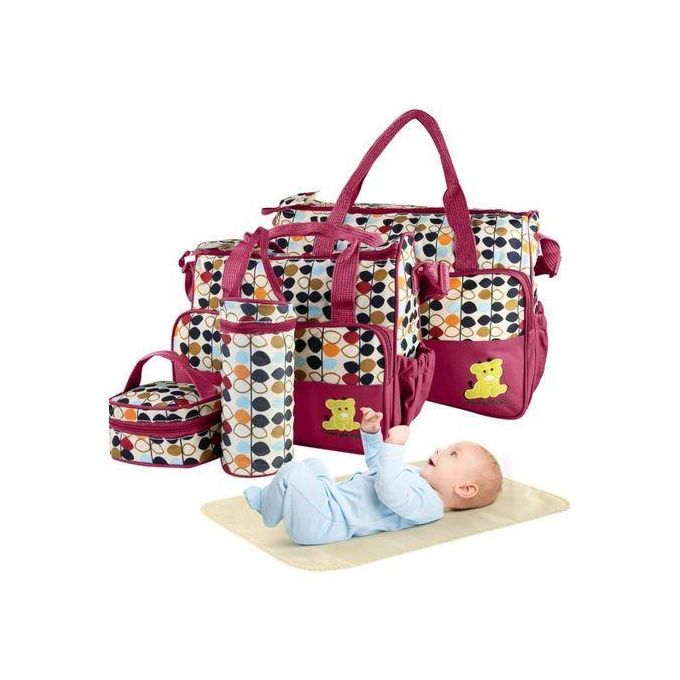 5 Pcs Multifunctional Set Baby Changing Diaper Nappy Bag, Maternity Mummy Handbag, Portable Nappy Basket Storage Organiser, Maternity Baby Bag For Boys And Girls