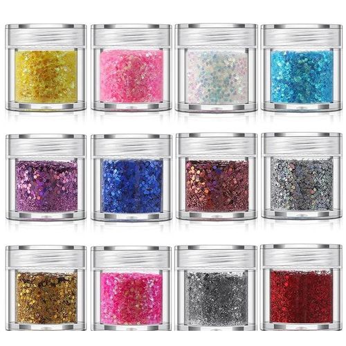 Shimmers/Glitters /Face /Body /Eye /Hair/ Nails Holographic Chunky  Craft Glitter for Resin Art Crafts, Cosmetic Glitter for Nail Body Face Eye, Epoxy Resin Glitter Sequin flake Dust Powder Glitters