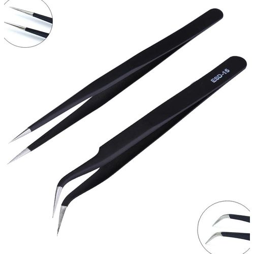 Precision Tweezers Set, Upgraded Anti-Static Stainless Steel of Tweezers, for Electronics, Soldering, Laboratory Work, Jewelry-Making, Model, Craft