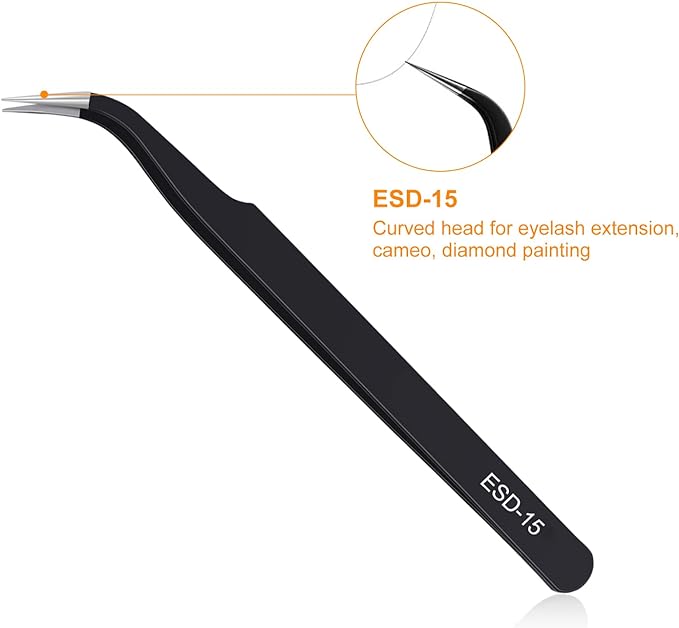 Precision Tweezers Set, Upgraded Anti-Static Stainless Steel of Tweezers, for Electronics, Soldering, Laboratory Work, Jewelry-Making, Model, Craft