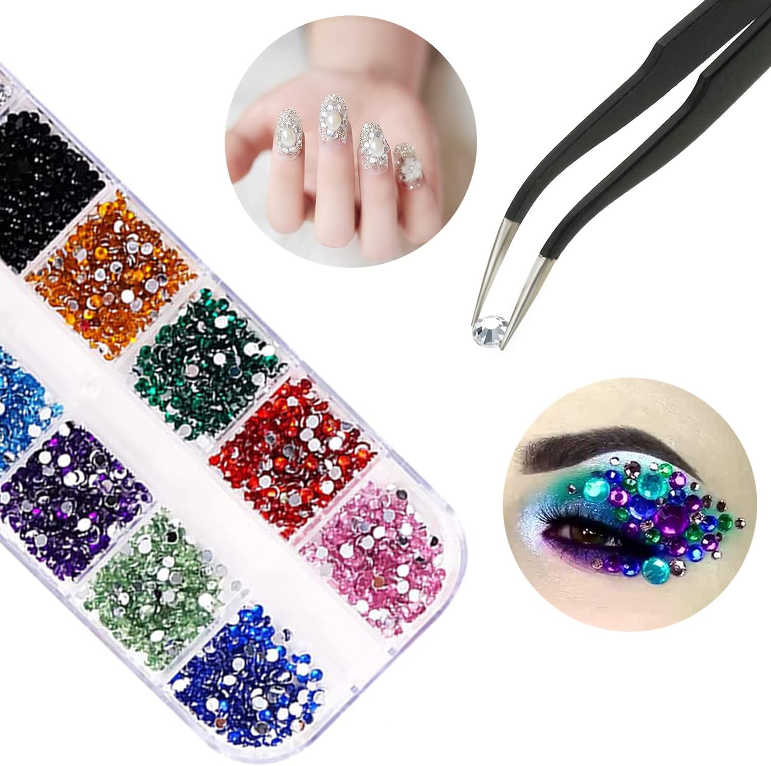 Nail Art Rhinestones Gems Nail Art Crystal Nail Jewels Diamonds, Nail Charms Nail Gems Nail Diamonds,Nail Art Studs Nail Crystals Nail Sequins for Nails Kit /Box