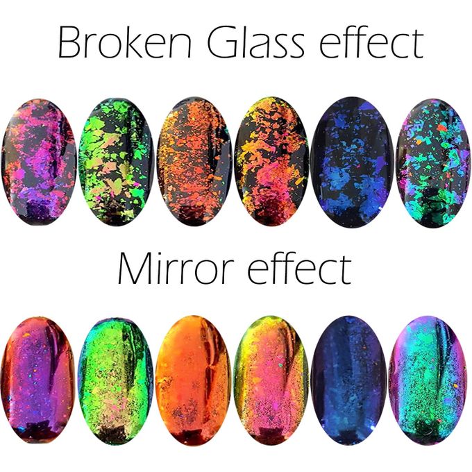 2 in One Chrome Glitter Chameleon Nail Flakes Set Chrome Nail Powder Mirror Mermaid Effect Share this product Iridescent Glitter Chameleon Nail Flakes Brocade Powder With Applicator