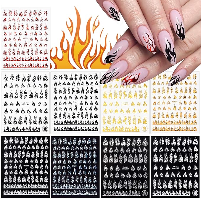 Self Adhesive Flame Nail Art Stickers Designer Decorations nail art accessories