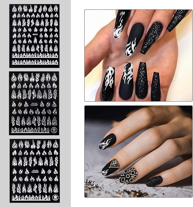 Self Adhesive Flame Nail Art Stickers Designer Decorations nail art accessories