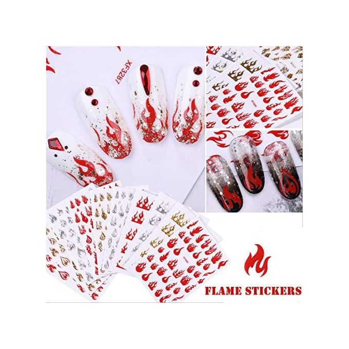 Self Adhesive Flame Nail Art Stickers Designer Decorations nail art accessories