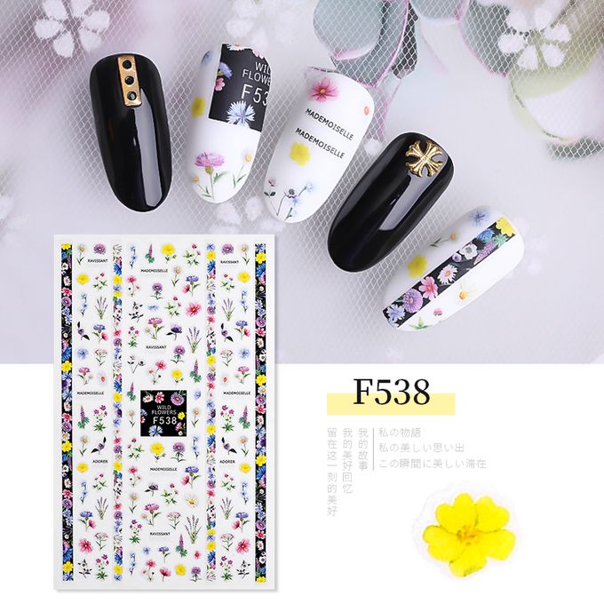 Flower Nail Art Stickers Decals Self-Adhesive Colorful Floral Nail Supplies Nail Art Design Decoration Accessories
