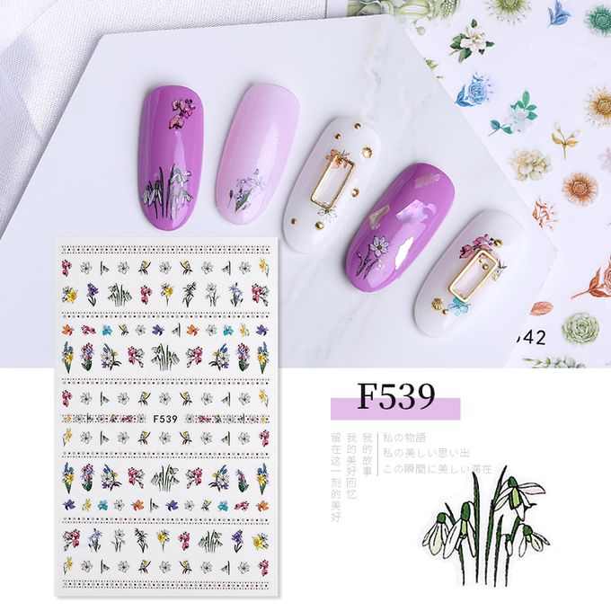 Flower Nail Art Stickers Decals Self-Adhesive Colorful Floral Nail Supplies Nail Art Design Decoration Accessories