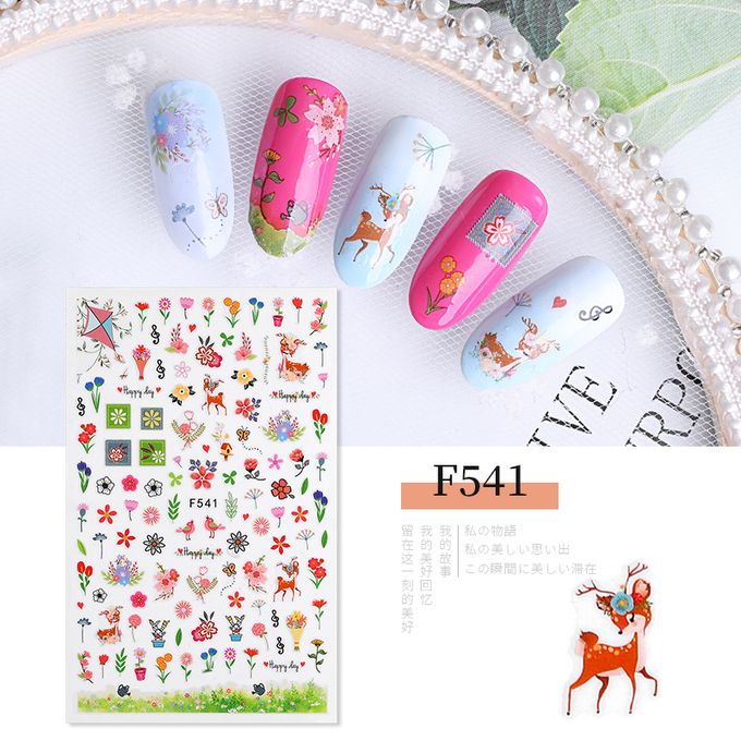 Flower Nail Art Stickers Decals Self-Adhesive Colorful Floral Nail Supplies Nail Art Design Decoration Accessories