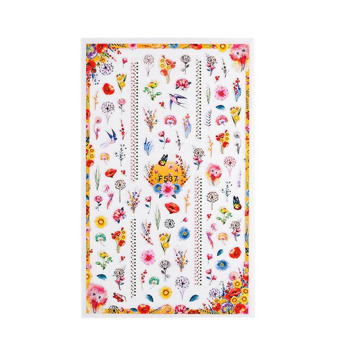 Flower Nail Art Stickers Decals Self-Adhesive Colorful Floral Nail Supplies Nail Art Design Decoration Accessories