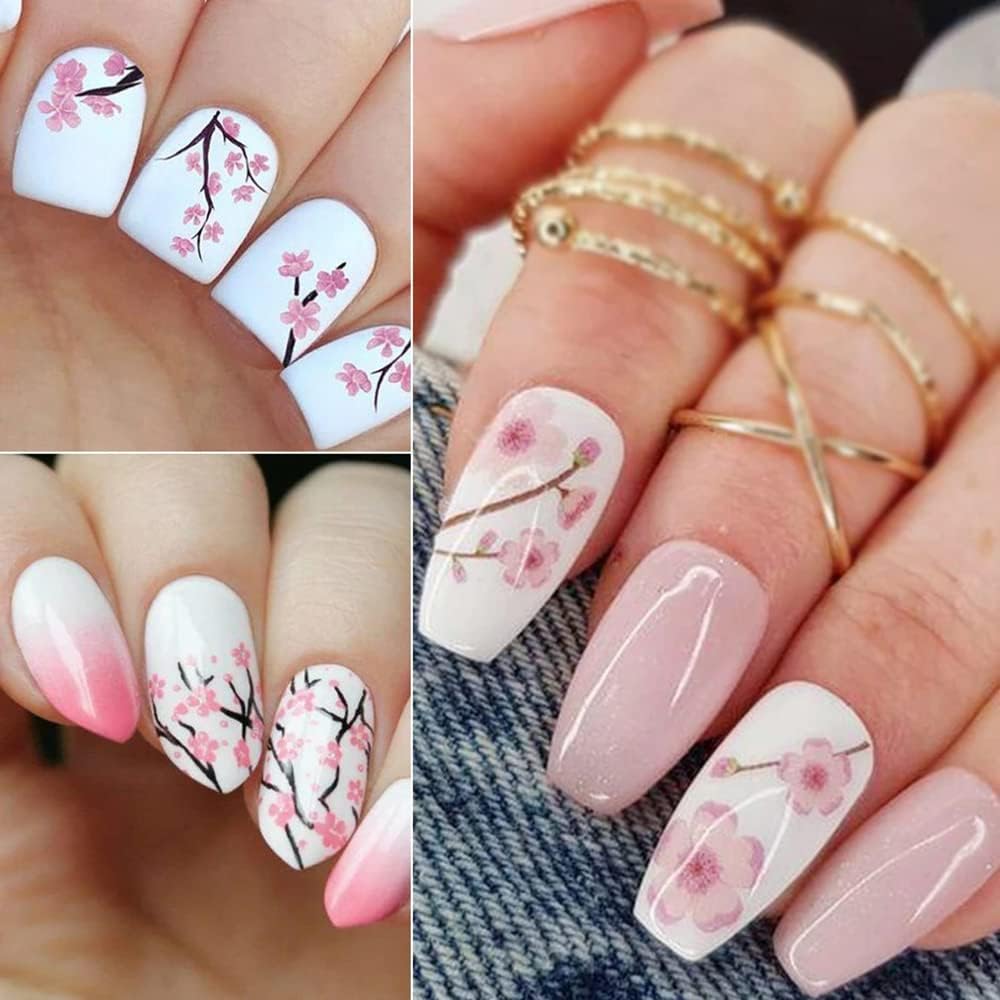 Flower Nail Art Stickers Decals Self-Adhesive Colorful Floral Nail Supplies Nail Art Design Decoration Accessories