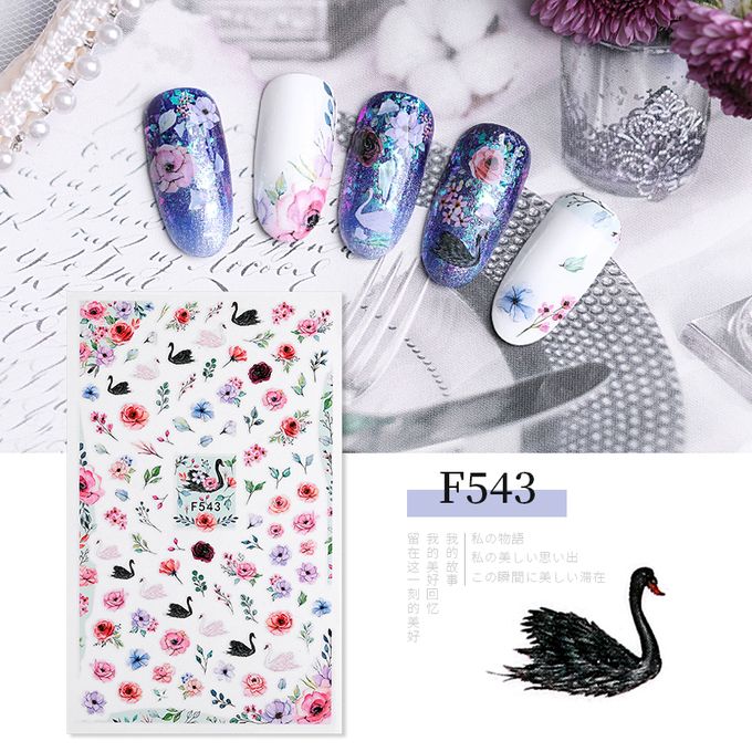 Flower Nail Art Stickers Decals Self-Adhesive Colorful Floral Nail Supplies Nail Art Design Decoration Accessories