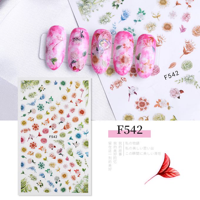 Flower Nail Art Stickers Decals Self-Adhesive Colorful Floral Nail Supplies Nail Art Design Decoration Accessories