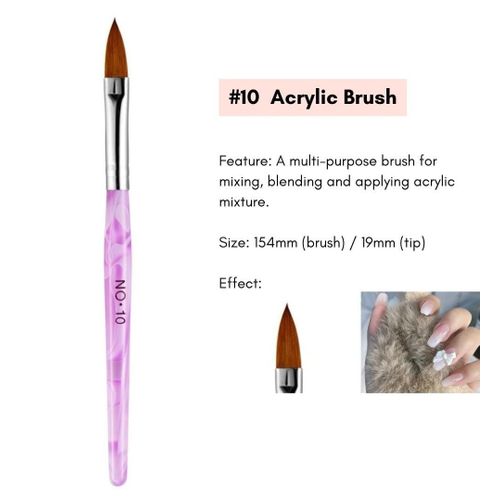 Acrylic Brushes #2-12 For Acrylic Powder &Liquid For Nails Acrylic Brushes for Polymer and Monomer use and Nail Art Drawing Pen Set with Crystals, Nail Art Painting Brush for DIY Nail Art Salon