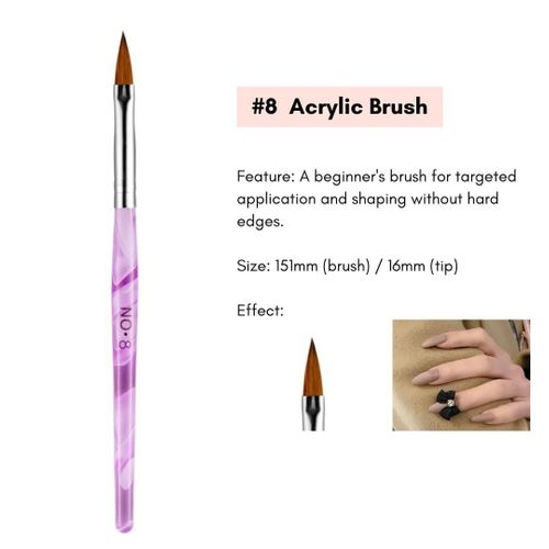 Acrylic Brushes #2-12 For Acrylic Powder &Liquid For Nails Acrylic Brushes for Polymer and Monomer use and Nail Art Drawing Pen Set with Crystals, Nail Art Painting Brush for DIY Nail Art Salon
