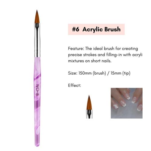 Acrylic Brushes #2-12 For Acrylic Powder &Liquid For Nails Acrylic Brushes for Polymer and Monomer use and Nail Art Drawing Pen Set with Crystals, Nail Art Painting Brush for DIY Nail Art Salon