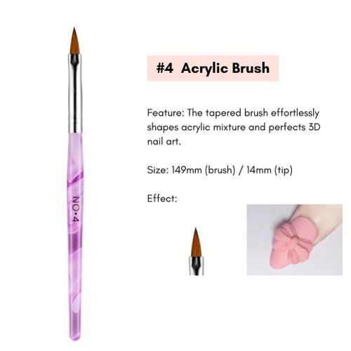 Acrylic Brushes #2-12 For Acrylic Powder &Liquid For Nails Acrylic Brushes for Polymer and Monomer use and Nail Art Drawing Pen Set with Crystals, Nail Art Painting Brush for DIY Nail Art Salon