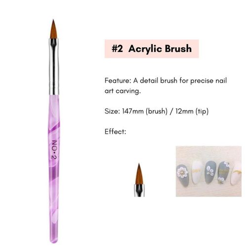 Acrylic Brushes #2-12 For Acrylic Powder &Liquid For Nails Acrylic Brushes for Polymer and Monomer use and Nail Art Drawing Pen Set with Crystals, Nail Art Painting Brush for DIY Nail Art Salon