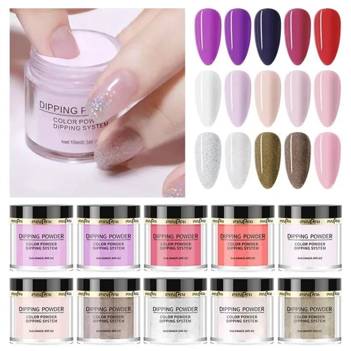 Dipping Powder Acrylic Powder Dip Powder Nails No Need Lamp Cure Natural Dry Long Lasting Nails Glitter Manicure Nail Art