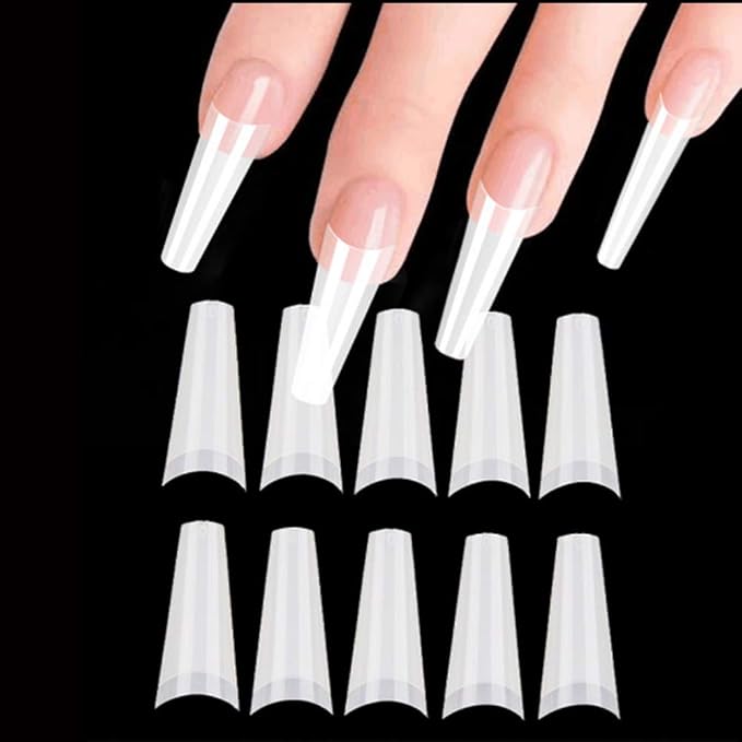 False Nails Tips Acrylic Nail Natural Half Fake Nail Tips 500Pcs Fake Artificial  Nails with Box(Natural-Box)Ballerina Coffin Nails Half Cover Artificial Tips  Acrylic Nails Nails Tips  Ballerina