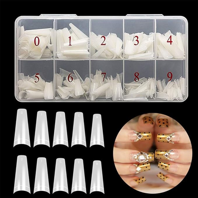 False Nails Tips Acrylic Nail Natural Half Fake Nail Tips 500Pcs Fake Artificial  Nails with Box(Natural-Box)Ballerina Coffin Nails Half Cover Artificial Tips  Acrylic Nails Nails Tips  Ballerina