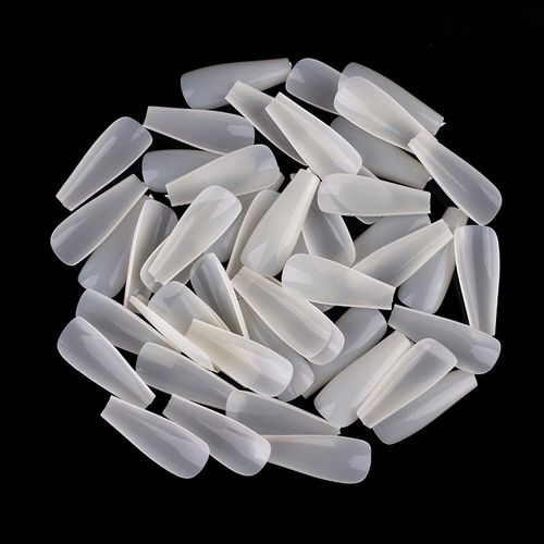 Long Coffin Fake Nails - Full Cover Natural Ballerina False Nail Box 500 Pcs Acrylic Nail Tips with Case, 10 Sizes Coffin Nails Natural Ballerina Fake Nails Tips Long Full Cover Acrylic Nails