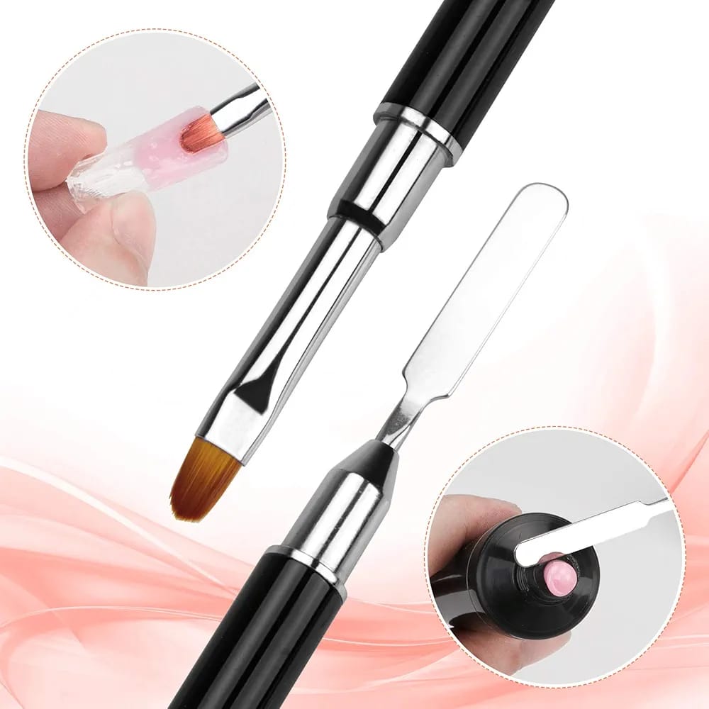 Gel Extension Builder BrushDual Side Poly Gel Brush Poly gel Builder Gel Builder Gel Acrylic Brush Nail Art Acrylic  Double End Satula Carving UV  Polygel Builder Gel Nail Extension  Brush