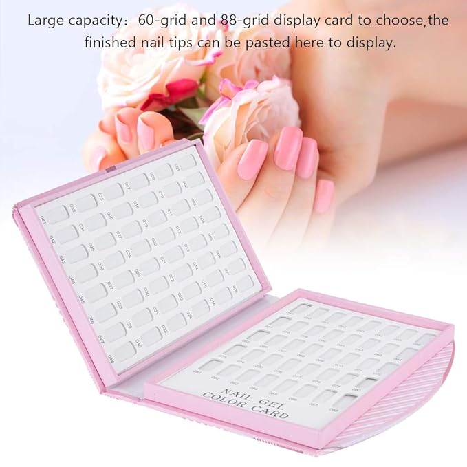 88 Nail Colors Display Book,Nail Gel Polish Display Chart,Nail Practice Design Board for DIY Nail Art Salons Set,Nail Polish Color Card Book Card Display Gel Card (Tips Not Included)