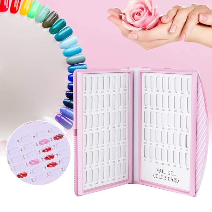 88 Nail Colors Display Book,Nail Gel Polish Display Chart,Nail Practice Design Board for DIY Nail Art Salons Set,Nail Polish Color Card Book Card Display Gel Card (Tips Not Included)