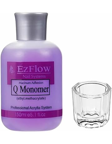 Ezflow Professional MonomerAcrylic Liquid For Nail Extension Acrylic Liquid Monomer For Acrylic Nails Extension-with A Crystal Dappen Dish 150ml.