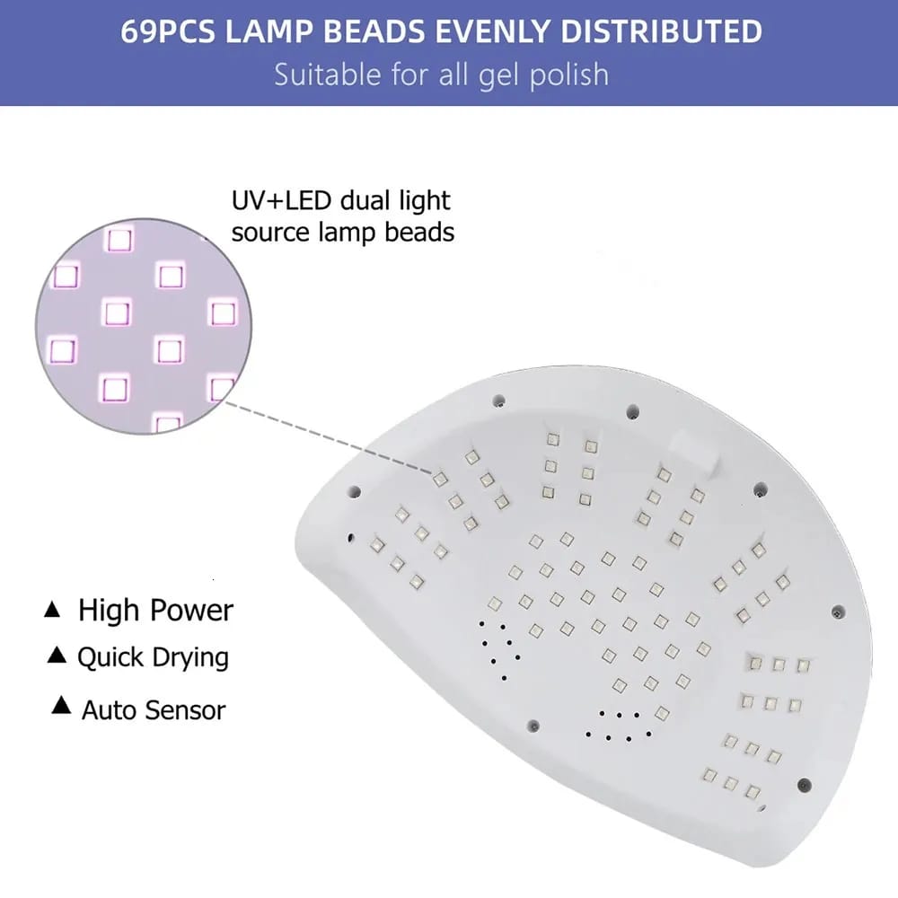sun Two Hand M6 69PCsLED New 268w LEDUV Nail Dryer LED Nail Lamp 268 W UV LED Nail Lamp for Gel Polish with 4 Timer Settings and Professional Manicure Nail Dryer with Automatic Sensor Nails