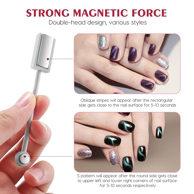Cat Eye Magnet Stick Double- headed Magnetic Cat Eye Tool Nail Art Manicure Tool Double End Magnet Cat Eye Gel Polish Magnetic Stick 3D