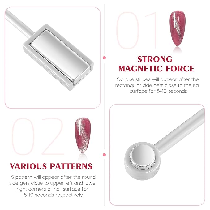 Cat Eye Magnet Stick Double- headed Magnetic Cat Eye Tool Nail Art Manicure Tool Double End Magnet Cat Eye Gel Polish Magnetic Stick 3D