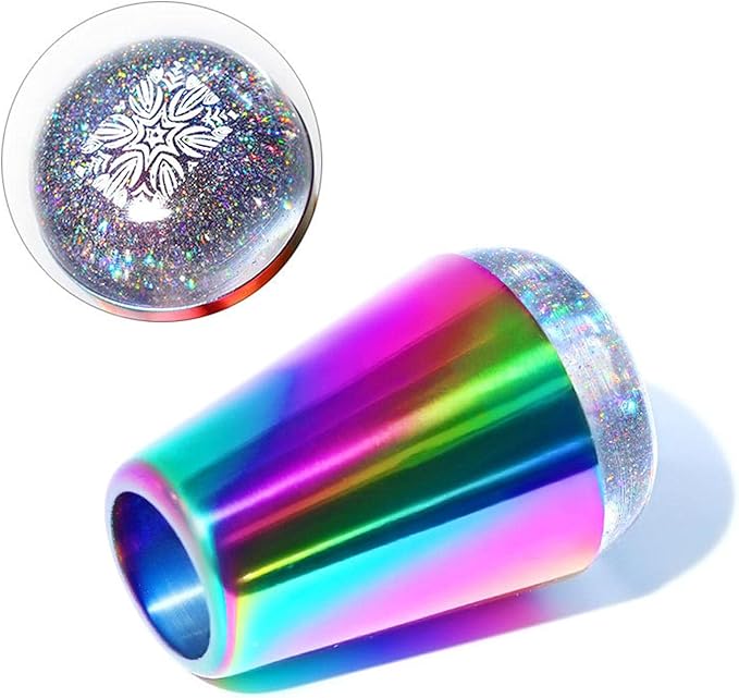 Nail Art Stamper Rainbow Nail Stamper Silicone Head, Nail Seal Silicone Stamping Jelly, Jelly Nail Stampers Nail Print Tools, DIY Nail Art Tools with Scraper  For Stamping and French Manicure