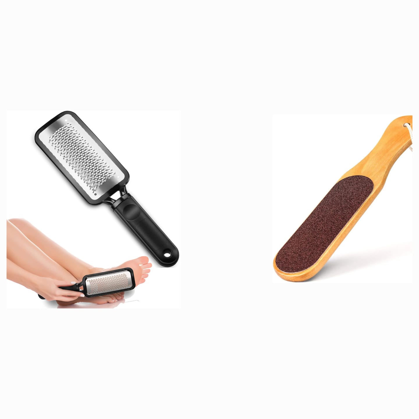 2 Pcs-1 pc  Wooden Foot File Professional Foot File Callus Remover - Wooden Foot Scrubber Filer For Dead Skin & 1 pc Stainless Steel Foot Exfoliating Scrubber  File Foot rasp Foot File Callus Removet
