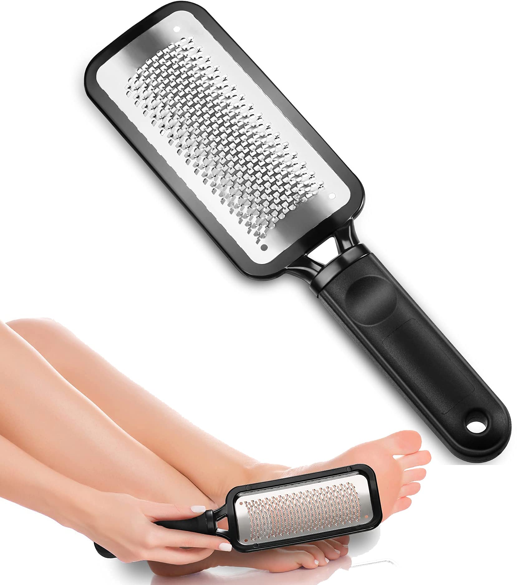 2 Pcs-1 pc  Wooden Foot File Professional Foot File Callus Remover - Wooden Foot Scrubber Filer For Dead Skin & 1 pc Stainless Steel Foot Exfoliating Scrubber  File Foot rasp Foot File Callus Removet