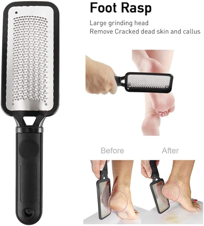 2 Pcs-1 pc  Wooden Foot File Professional Foot File Callus Remover - Wooden Foot Scrubber Filer For Dead Skin & 1 pc Stainless Steel Foot Exfoliating Scrubber  File Foot rasp Foot File Callus Removet