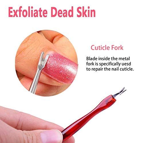 2  PCS Cuticle knife Trimmer,Cuticle ForkTrimmer Nail Cuticle Remover Trimmer Pusher Dead Skin with Double Head V-Shaped Fork Manicure Pedicure Cleaner Care Tools for Home and Nail