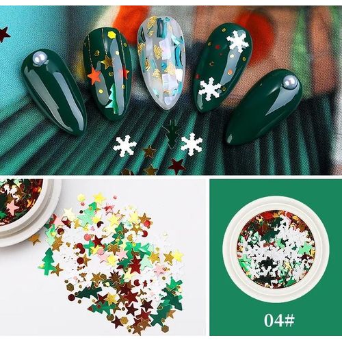 Nail Art Sticker Sequins, Holographic Christmas Nail Snowflake Sequins for Nail Art Decoration Mermaid Flake Nail Glitter Laser Sparkly Confetti Glitter Paillette Snowflake Nail Sequins